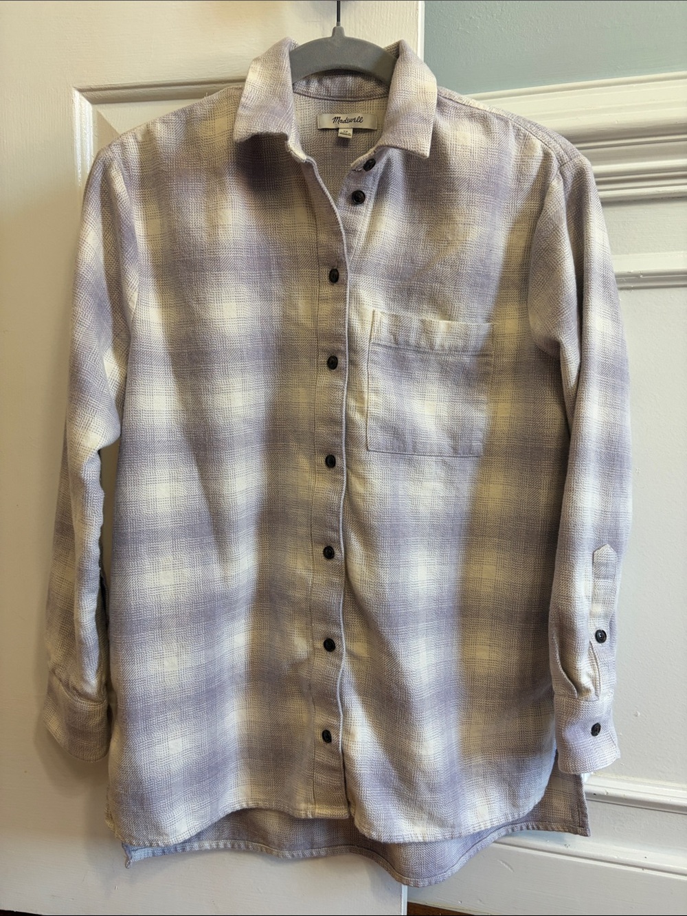 Madewell Boyfriend Lavender Plaid Button-Up Shirt